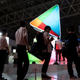 Tokyo Game Show attendees wait outside the Google Play booth in 2018.